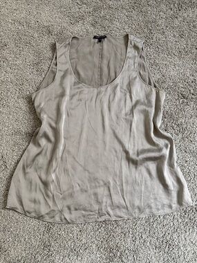 Eileen Fisher Taupe Scoop Neck Silk-Blend Tank